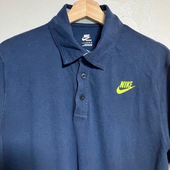 Nike Navy Polo | Neon Swoosh | Size L | Sporty & Sharp - Picture 10 of 11